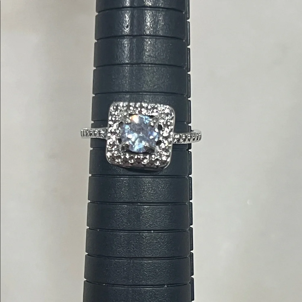 Silver and Blue Zirconia Ring Size 7.5